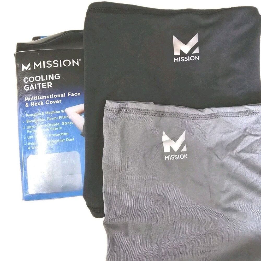 Mission Cooling Neck Gaiter Multifunctional Face & Neck Cover Black/Gray Youth